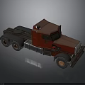 Red Heavy Duty Semi Truck Cab With Metal Wheels And Trailer Hitch