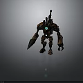 Sci Fi Mechanical Robot Character Featuring Rusty Metal Body Green Glowing Lights And Head Antenna
