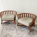 Modern Solid Wood Leisure Chairs With Soft Beige Cushions For Cozy Indoor Sitting Space