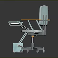 Light Blue Medical Chair With Adjustable Tray Stand And Equipment Unit