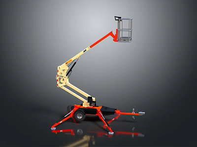Orange Yellow Mobile Telescopic Boom Aerial Lift Work Platform With Stabilizer Legs 3d model