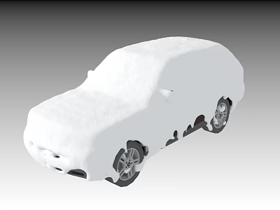 Snow Covered Car Outdoor with Visible Wheels in Winter Scenic View 3d model