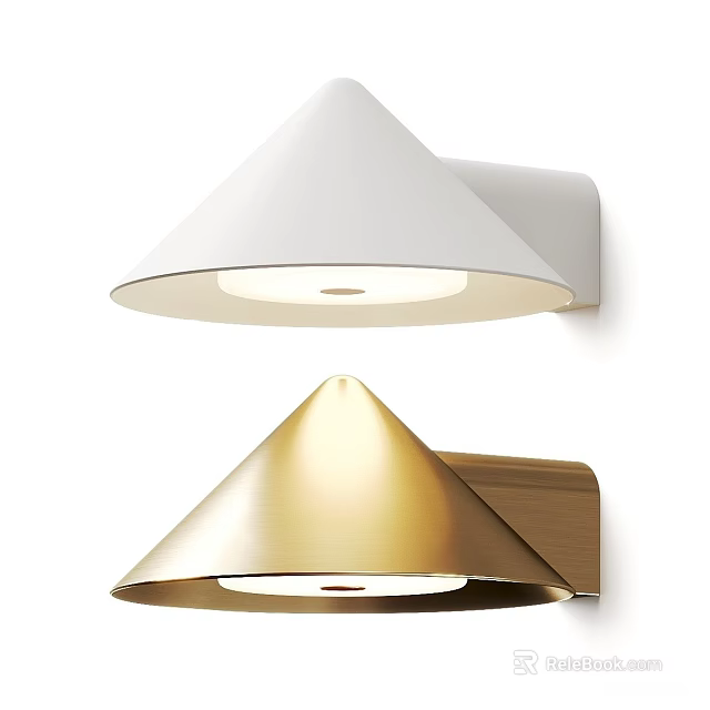 Stylish Modern Conical Wall Lights White And Gold Illuminated Wall Mounted 3d model 