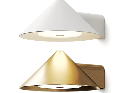 Stylish Modern Conical Wall Lights White And Gold Illuminated Wall Mounted 3d model