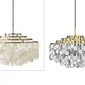Modern White And Gray Shell Chandelier With Golden Frame Design 3d model