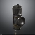 Vintage Metal Lantern With Holed Top Cover Ribbed Middle And Bell Shaped Side