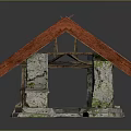 Rustic Stone Cottage With Red Weathered Roof And Wooden Balcony Details