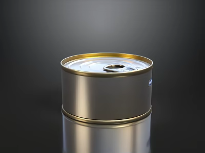 Canned Food In Metallic Container With Gold Rim And Pull Tab Lid 3d model