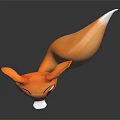 3D Rendered Cartoon Fox Character With Orange Fur Big Ears And Long Tail Standing