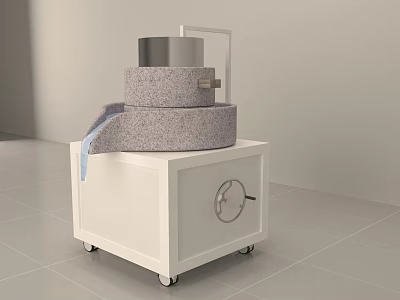 White Kitchen Appliance Cabinet With Wheels And Multi Layered Structure 3d model