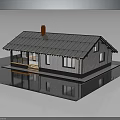 Modern White House With Blue Roof And Solar Panels Red Chimney Windows And Front Steps