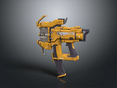 Yellow Futuristic Weapon With Detailed Mechanical Structure And High Tech Design 3d model