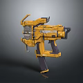 Yellow Futuristic Weapon With Detailed Mechanical Structure And High Tech Design