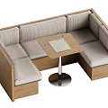 Modern Booth Seating With Wooden Frame Upholstered Cushions And Small Square Table 3d model