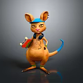 Playful Cartoon Kangaroo Character With Blue Cap Pink Headphones And Red Skateboard