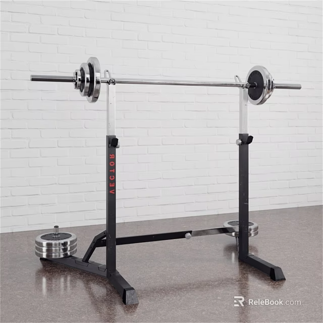 Sturdy Barbell Rack With Barbell And Weight Plates In Gym Workout Space 3d model 