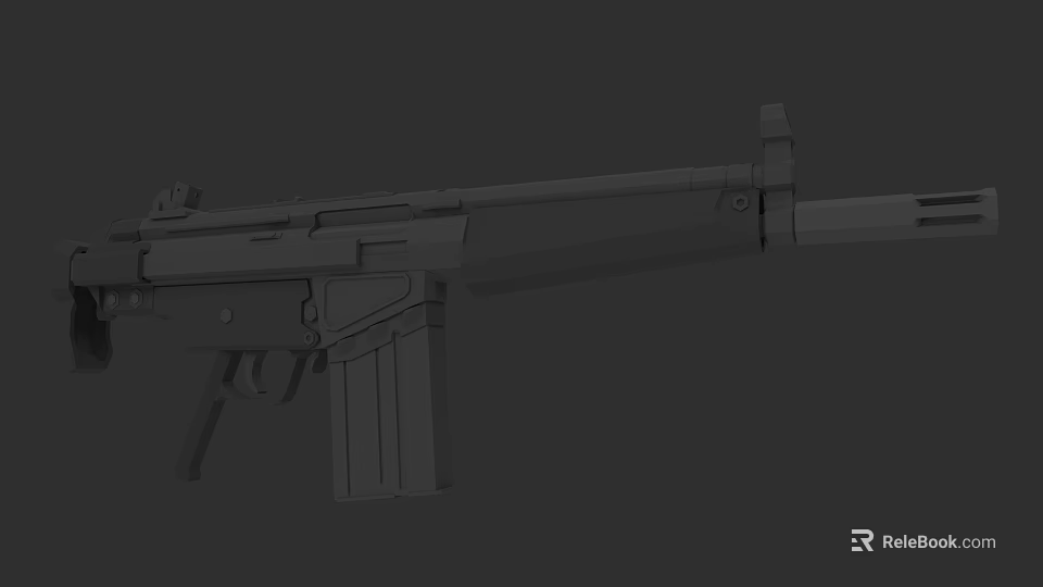 Modern Tactical Rifle 3D Model Design With Magazine Barrel And Grip 3d model 