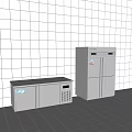 Commercial Stainless Steel Double Door Upright Refrigerator And Undercounter Freezer In Kitchen