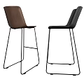 Modern Leather Bar Stools In Black And Brown With Sleek Metal Legs