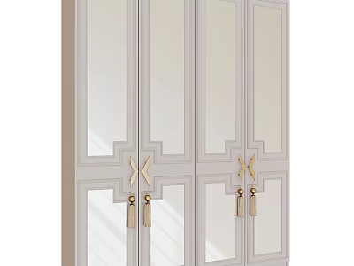 Elegant Modern Wardrobe Interior Design With Glass Doors Gold Handles And Panel Details 3d model