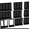Multiple Casement Windows With Black Frames In Various Designs For Home Use 3d model
