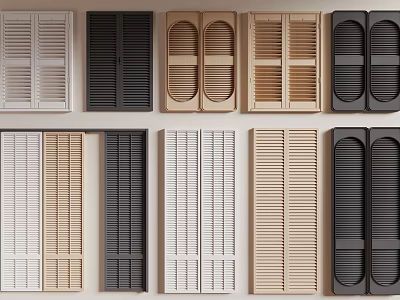 Various Colored Louvered Doors With Different Designs For Interior Decor 3d model