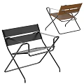 Modern Foldable Leisure Chair With Black And Brown Metal Frame Design
