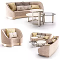 Modern Beige Sofa Set With Multiple Yellow Gray Cushions And Golden Legs