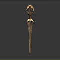 Traditional Handcrafted Knife With Brown Wooden Handle And Golden Metal Blade