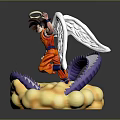 Anime Decorative Figurine With Orange Outfit White Wings Halo Yellow Cloud Base And Purple Dragon