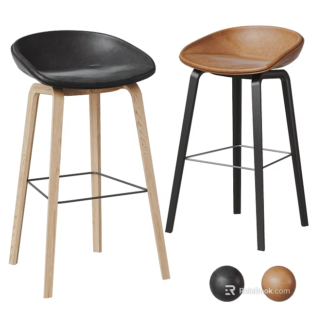 Stylish Bar Stools With Diverse Seat Colors And Leg Designs 3d model 