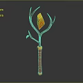 Decorative Ornament Set With Red Staff Body Branch Like Prongs Orange Diamond And Green Ball