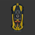 Blue And Yellow Race Car With Sleek Design And Roof Lights