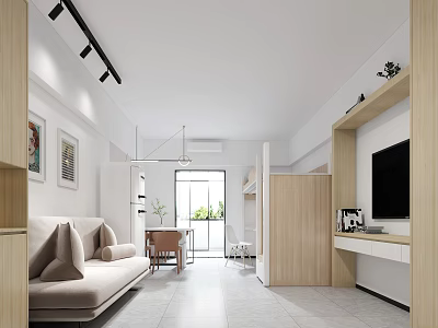 Modern Minimalist Apartment Interior With Light Tones 3d model