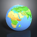 Realistic Globe Model With Blue Ocean Green Continents And Yellow Landmasses