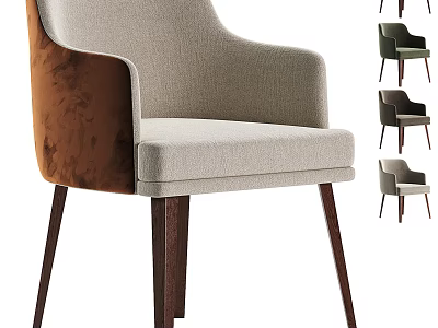 Modern Upholstered Accent Chair With Light Gray Fabric Brown Armrests And Dark Wood Legs 3d model