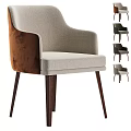 Modern Upholstered Accent Chair With Light Gray Fabric Brown Armrests And Dark Wood Legs