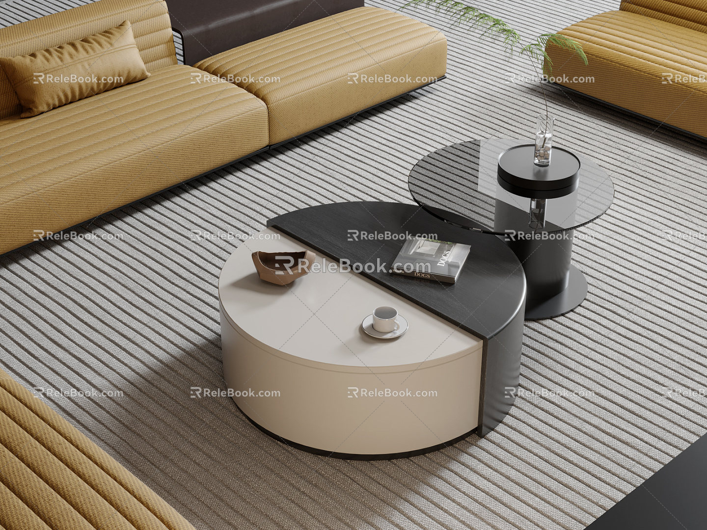 Modern Coffee Table Simple Round Coffee Table 3d model