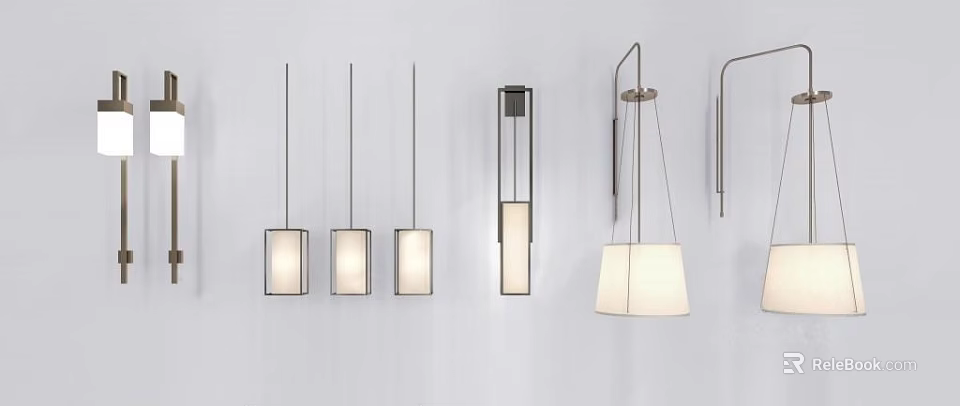 Modern Wall Sconces With Minimalist Design And Fabric Shades For Home Interior Lighting 3d model 