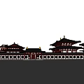 Traditional Ancient Chinese Building With Multiple Tiered Roofs Curved Eaves And Courtyard
