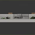 Cartoon Scene of Cozy Small Apartment Open Layout with Bedroom Kitchen Dining and Balcony Plants