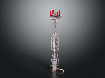 Industrial Equipment Tower Structure With Red Signal Lights Metal Frame And Industrial Monitoring Components 3d model
