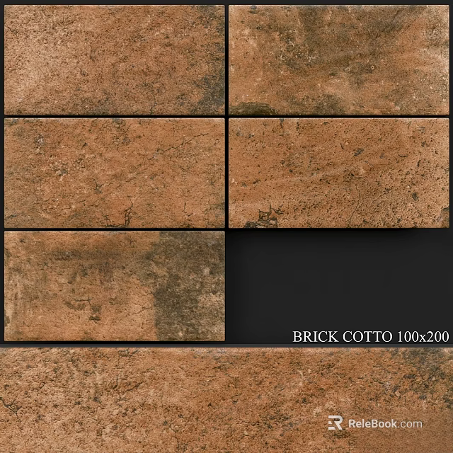 Brick Cotto Construction Component With Textured Surface 100x200 Building Material For Walls 3d model 