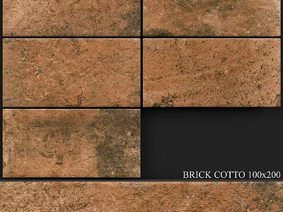 Brick Cotto Construction Component With Textured Surface 100x200 Building Material For Walls 3d model