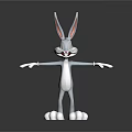 Cartoon Rabbit Character With Long Ears Outstretched Arms And White Body
