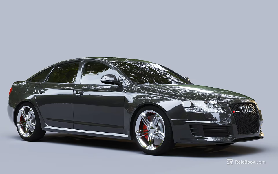Black Audi Luxury Sedan With Silver Alloy Wheels Red Brake Calipers Sleek Body Design 3d model 