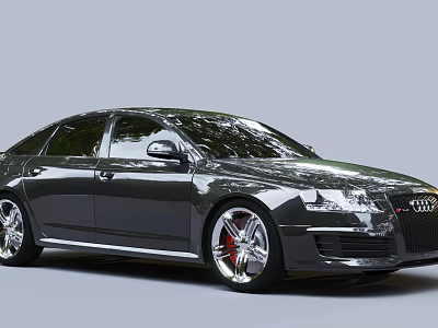 Black Audi Luxury Sedan With Silver Alloy Wheels Red Brake Calipers Sleek Body Design 3d model