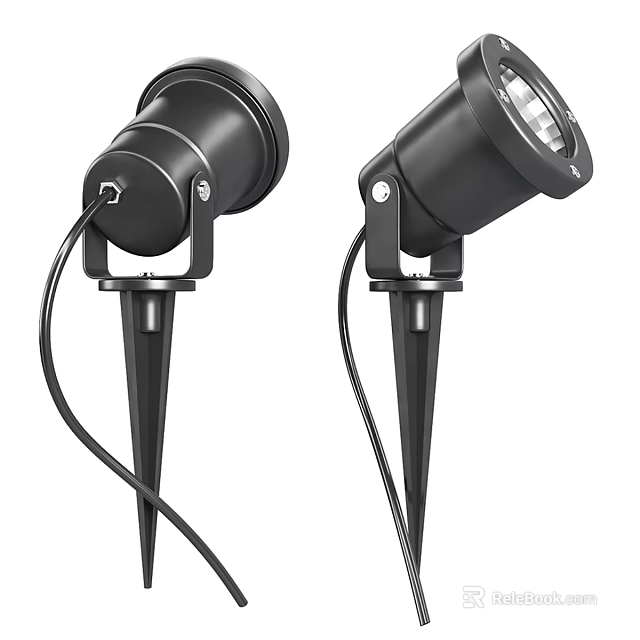 Black Ground Stake Outdoor Spotlights For Garden Yard Decoration 3d model 