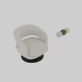 Modern Tan Leather Armchair with Curved Armrests and Swivel Base for Living Room