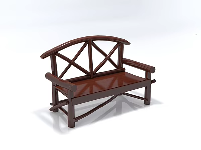 Dark Wooden Armchair With Crossed Back Design And Smooth Seat Surface 3d model